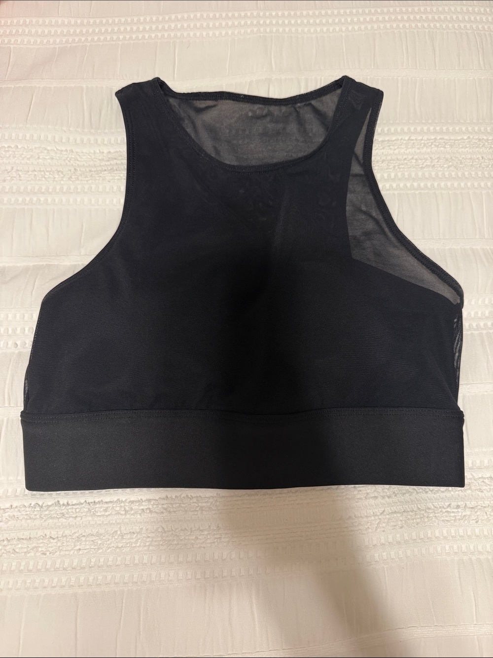 ALO Yoga Black High-Neck Mesh Tank/Bra with built in pads